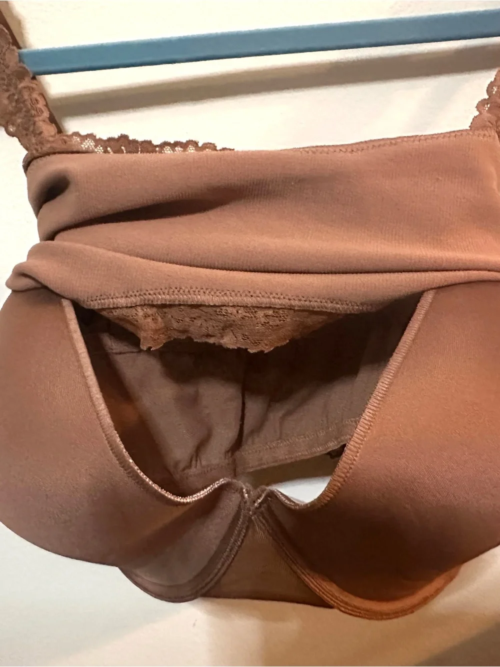 Lace-Trim Ribbed Bralette - Rust - Picture 4 of 6